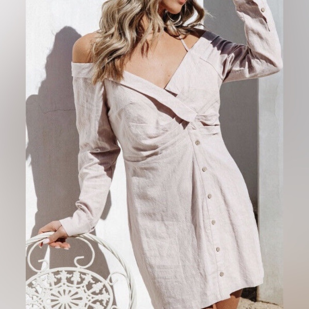 Fate Linen off the shoulder mini dress (new without tags)